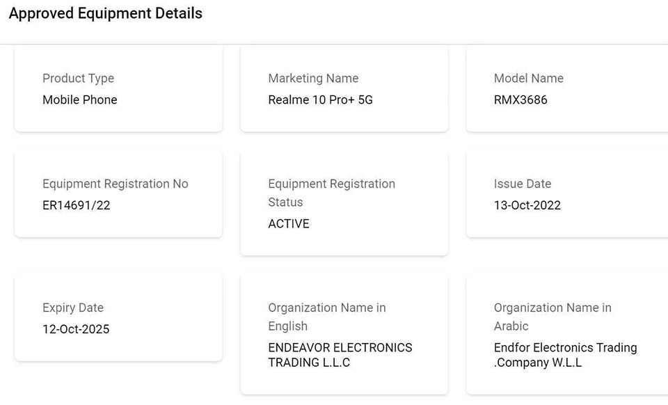 Realme 10 4G và Realme 10 Pro+ 5G đạt chứng nhận TDRA