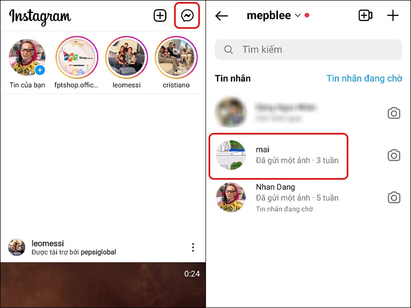 Hướng dẫn tắt chế độ đã xem tin nhắn Instagram