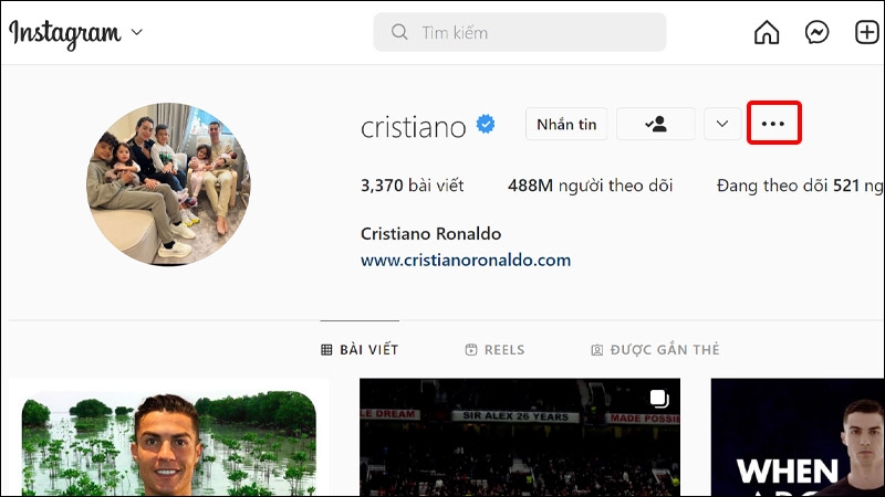 Cách xem giới thiệu chi tiết tài khoản Instagram của người nổi tiếng