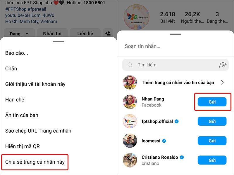 Cách chia sẻ trang cá nhân của người khác trên Instagram