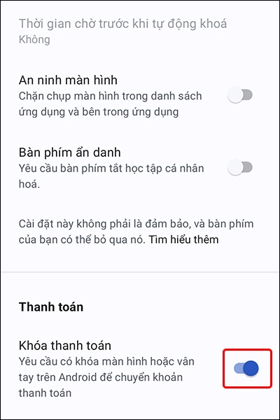 Kích hoạt tính năng khóa thanh toán trên ứng dụng Signal