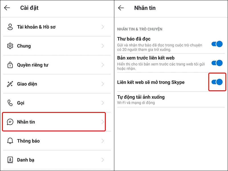 Cách xem trước liên kết bản web trên ứng dụng Skype