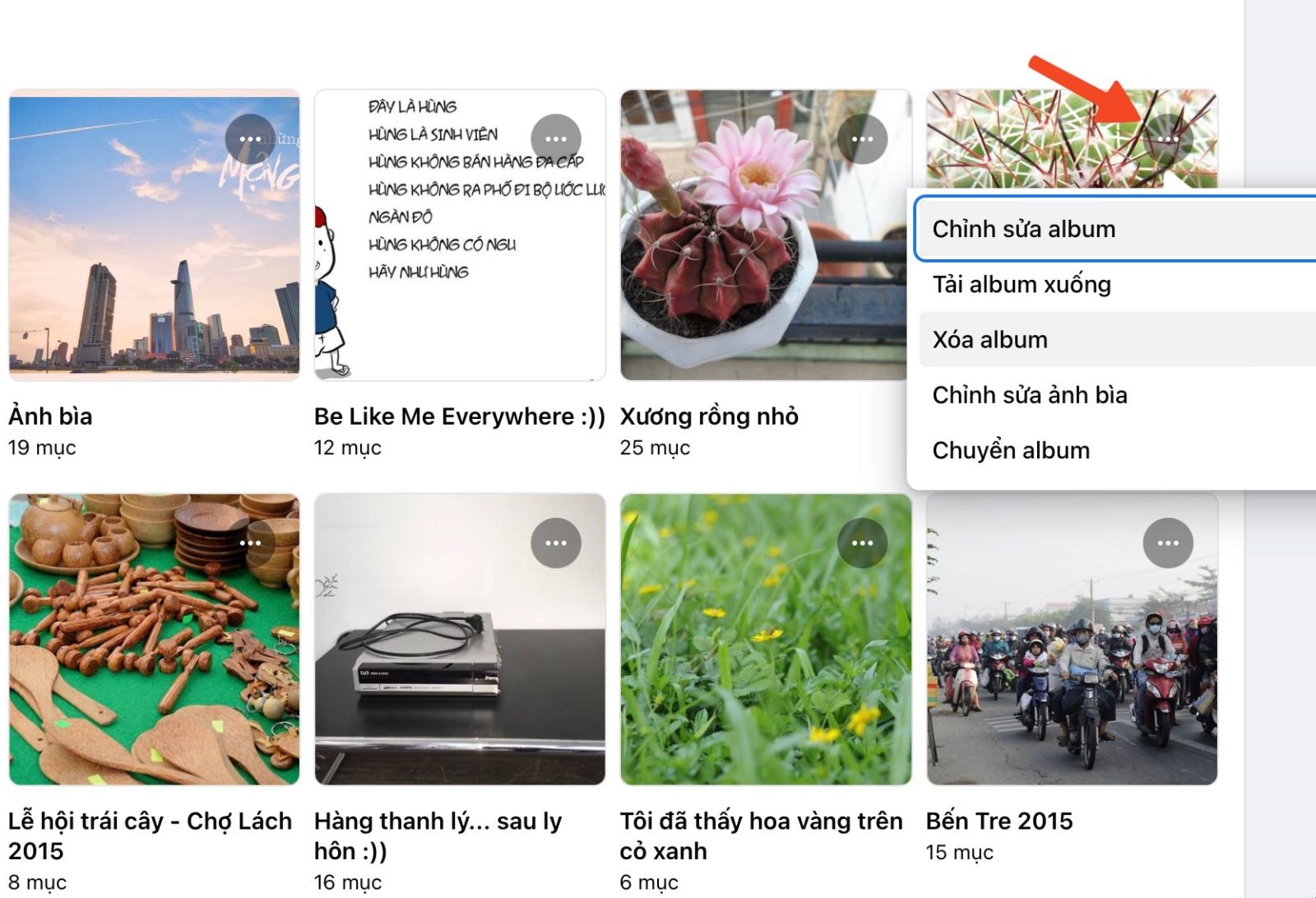 xóa album ảnh cũ