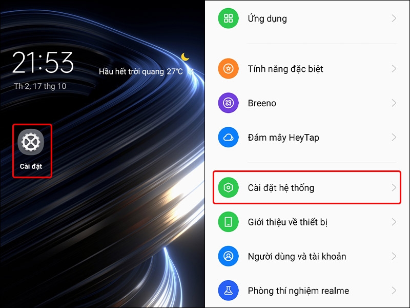 Cách để hiển thị 2 múi giờ trên điện thoại Realme thông qua Cài đặt