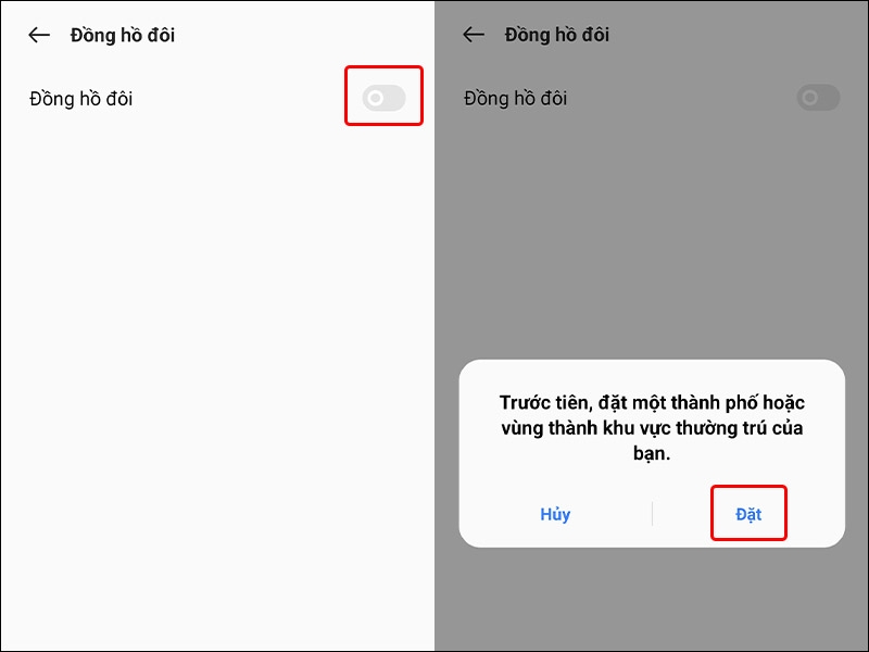 Cách để hiển thị 2 múi giờ trên điện thoại Realme thông qua Cài đặt
