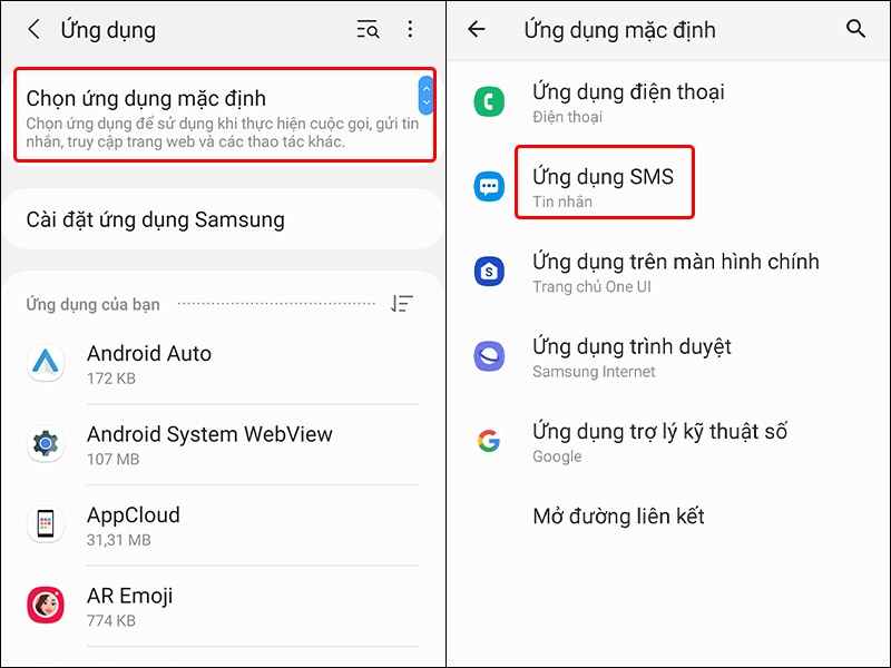 Hướng dẫn cài ứng dụng mặc định trên điện thoại Samsung