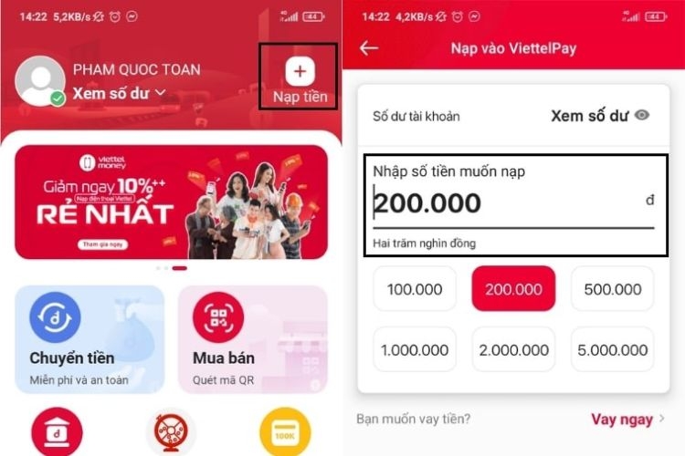 Cách nạp tiền vào Viettelpay (Ảnh 2)