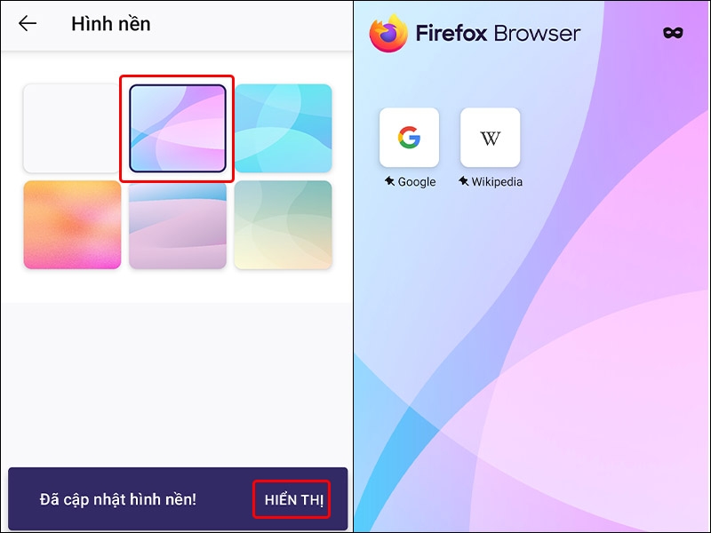 Cách tùy chỉnh hình nền trang chủ FireFox trên điện thoại
