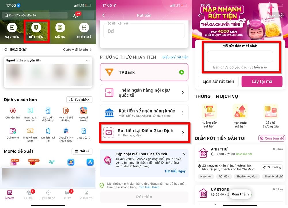 Rút tiền tại điểm giao dịch MoMo 1