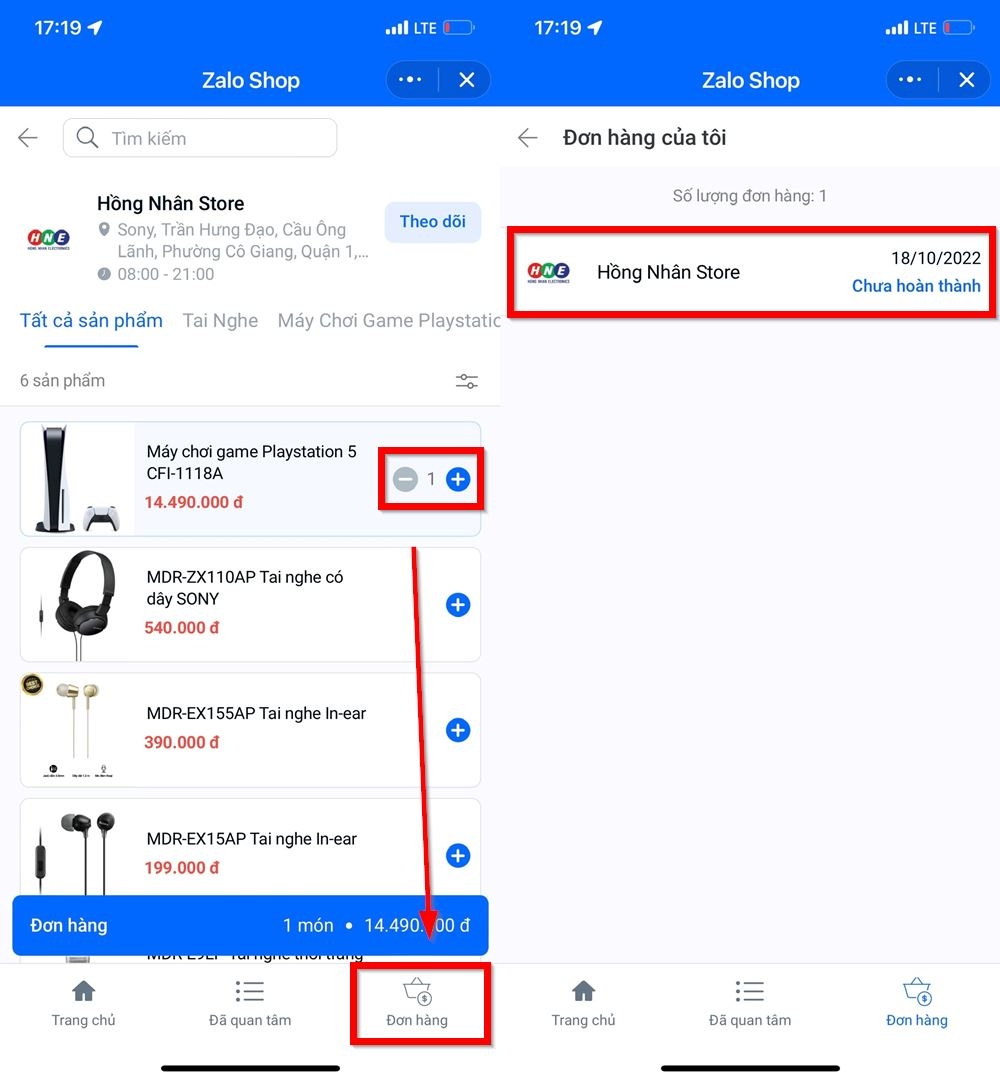Cách đặt hàng Zalo Shop 3