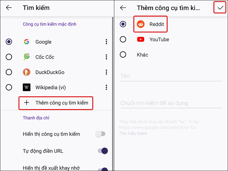 Cách thay đổi công cụ tìm kiếm trên trình duyệt FireFox bằng điện thoại