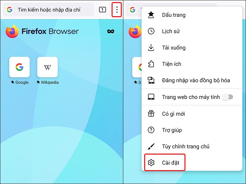 Cách thêm lối tắt duyệt web riêng tư FireFox ra màn hình điện thoại