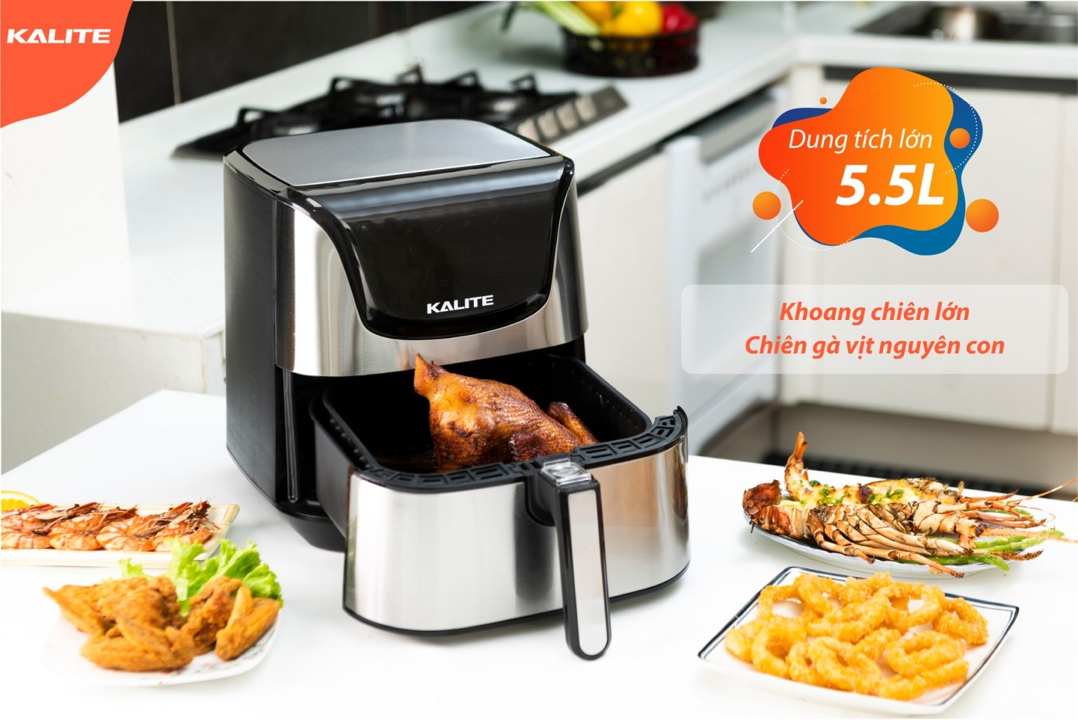 Nồi chiên không dầu Kalite 5.5 lít Q6