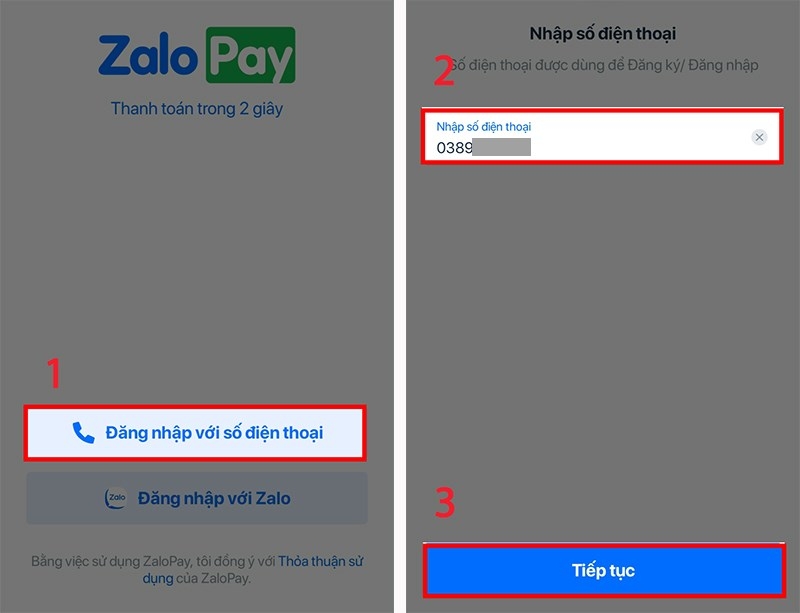 Đăng ký Zalo Pay bằng số điện thoại