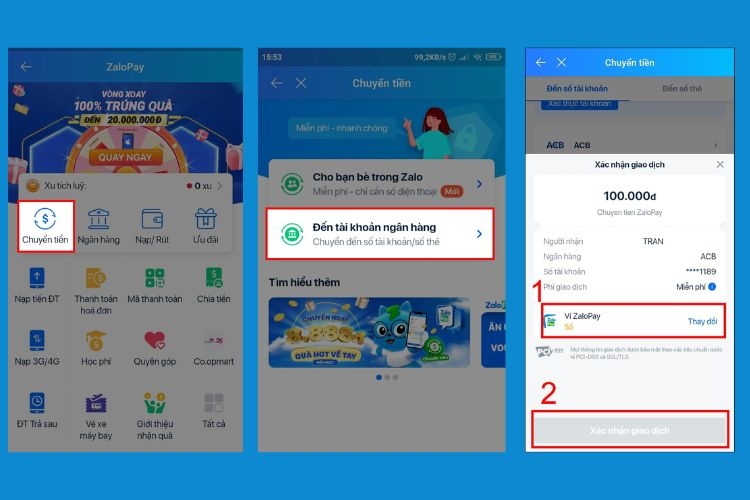 Cách sử dụng Zalo pay - chuyển tiền tới tài khoản ngân hàng