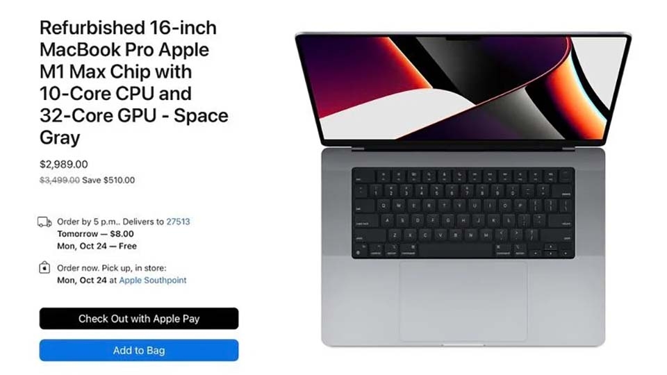Apple giảm giá trên các mẫu MacBook Pro M1 Pro và M1 Max refurbished