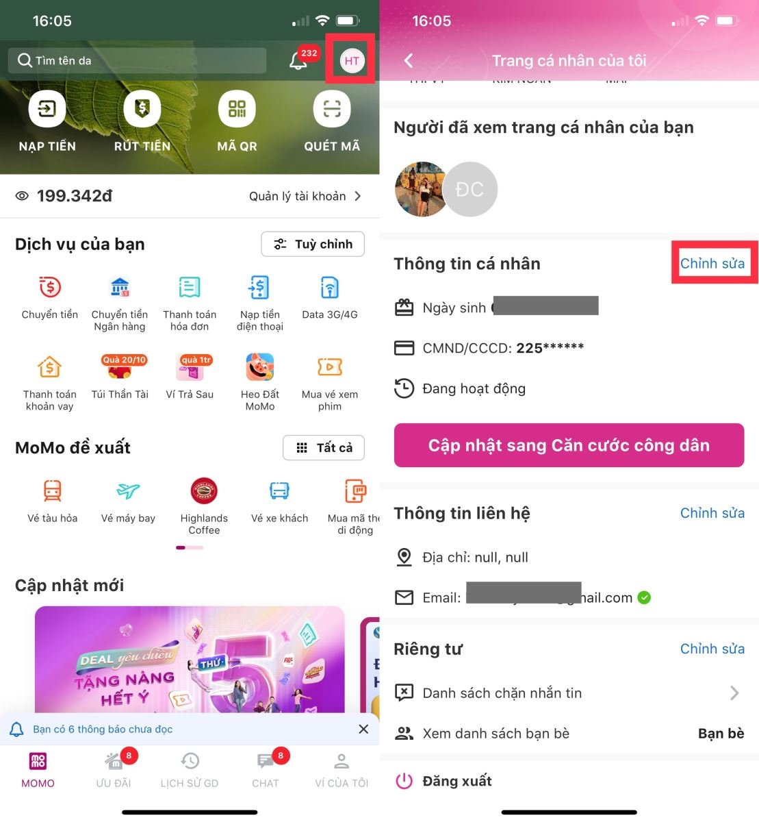 Cách đổi tên MoMo 1