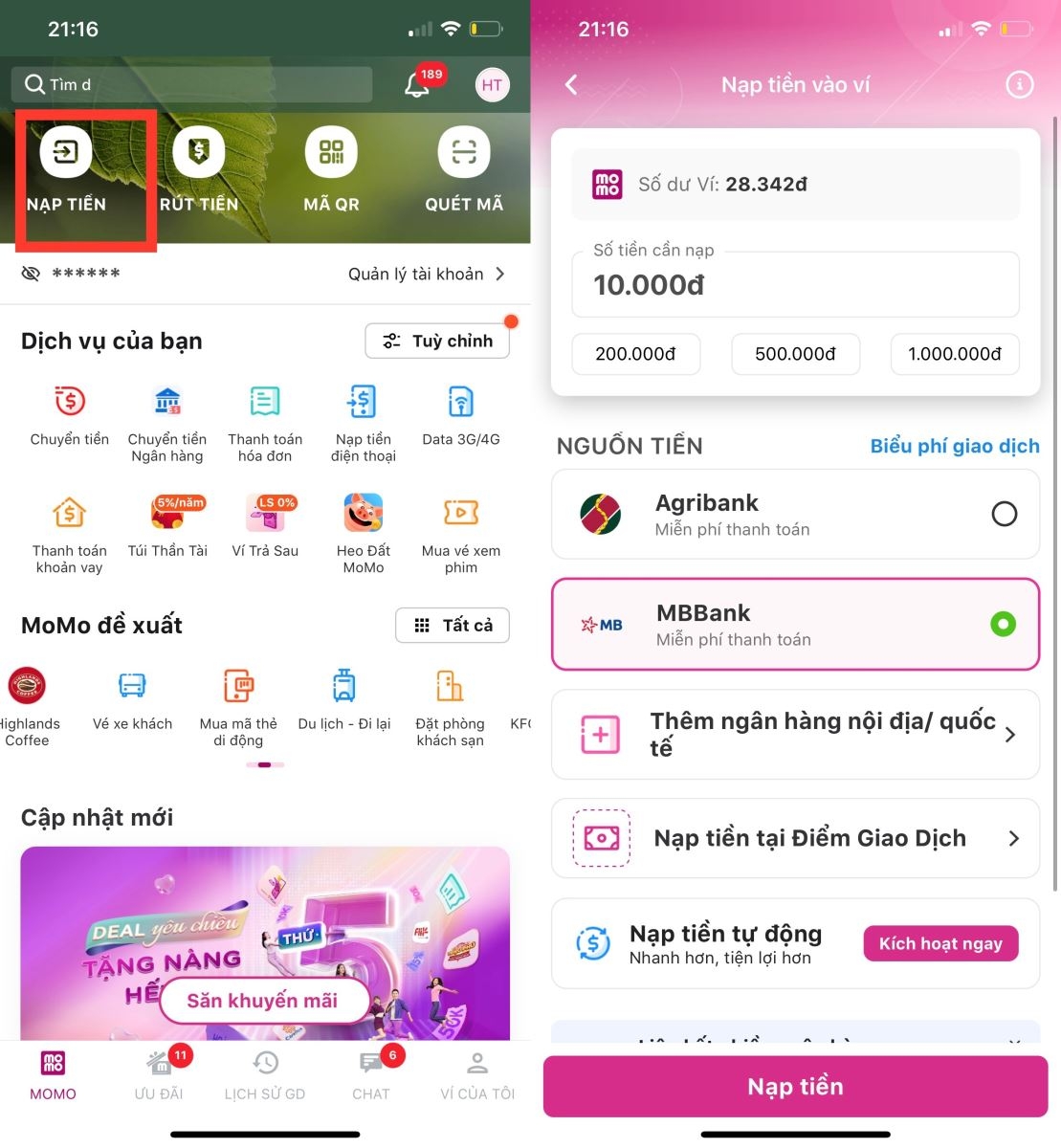 Nhập mã MoMo cho bạn mới 5