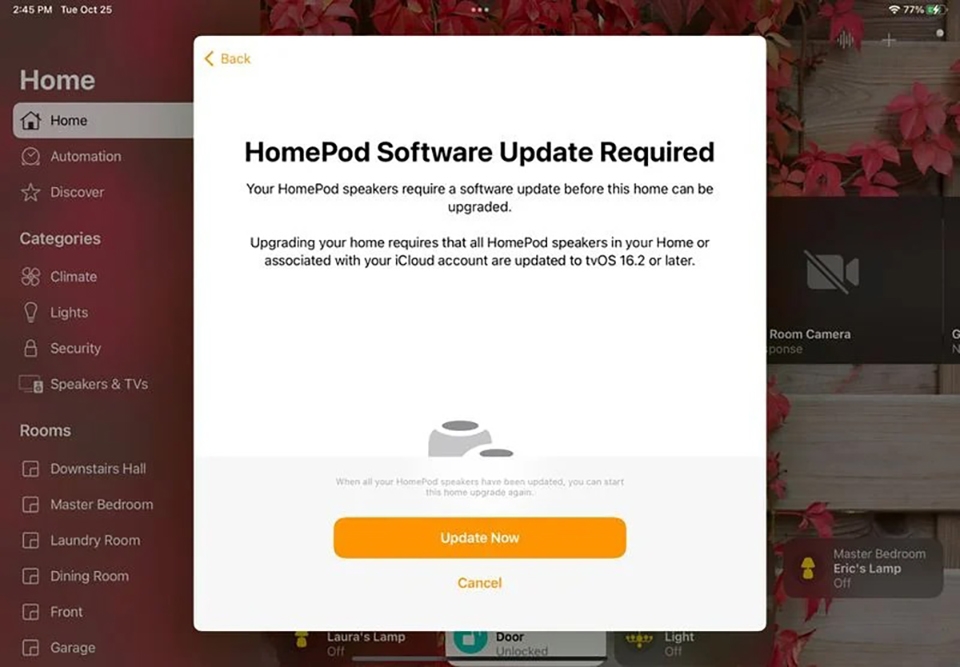 iOS/iPadOS 16.2 beta 1 nâng cấp ứng dụng Home với hiệu suất được cải thiện