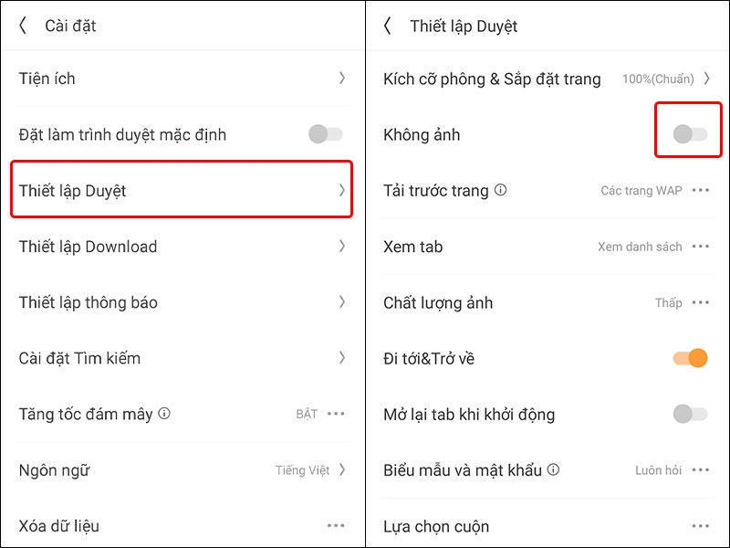 Cách khắc phục lỗi trình duyệt UC Browser không hiển thị hình ảnh