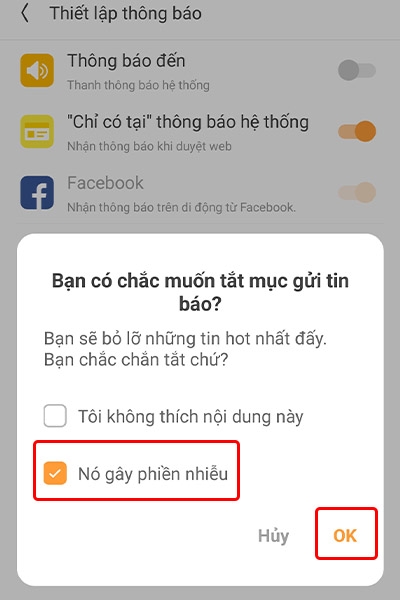 Cách tắt thông báo trên trình duyệt UC Browser