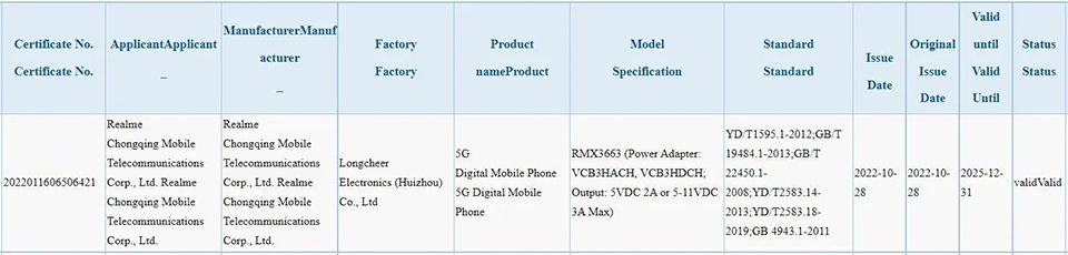 Realme 10 5G đạt chứng nhận 3C