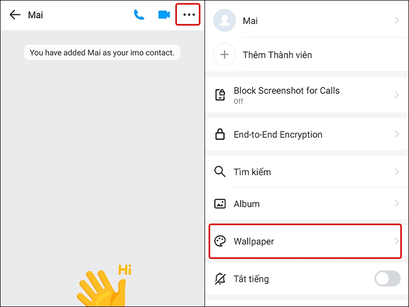 Cách thay đổi hình nền chat trong ứng dụng imo