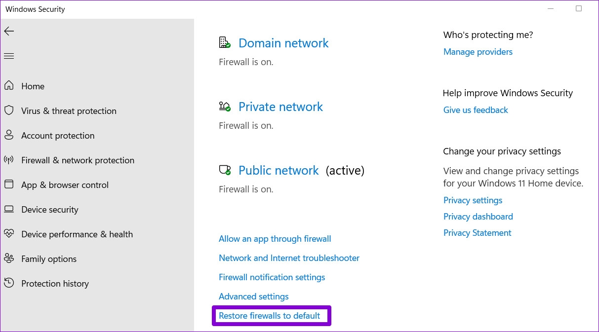 Mẹo hay Reset lại cài đặt Tường lửa trên Windows 11 (3)