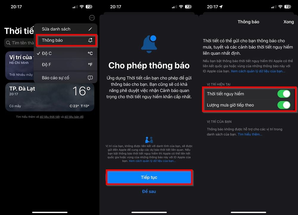 Cách bật thông báo thời tiết nguy hiểm trên iOS 16 3