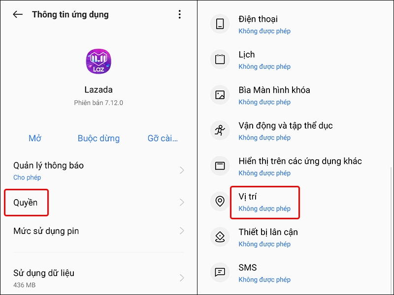 Kích hoạt quyền truy cập thông tin vị trí trên Lazada