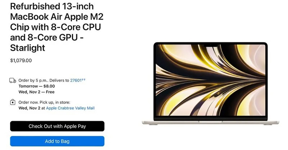 Apple hiện đang bán các mẫu MacBook Air M2 refurbished