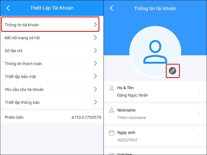 Hướng dẫn bạn cập nhật ảnh đại diện trên ứng dụng Tiki