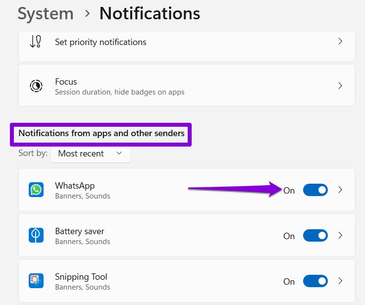 Sửa lỗi WhatsApp không hiển thị thông báo trên Windows 11 (7)