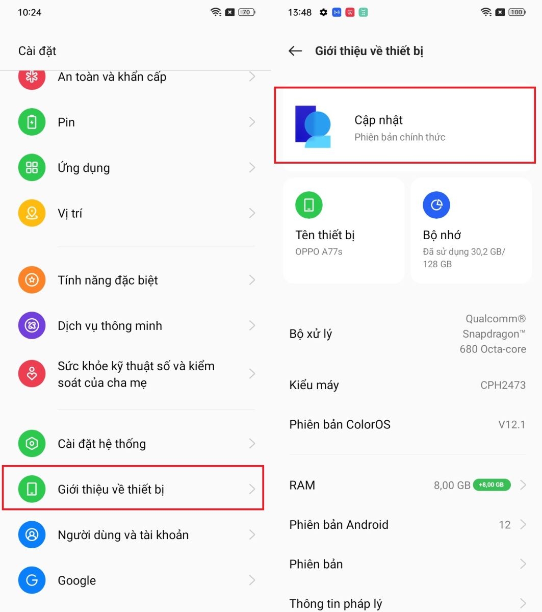 Đa nhiệm cực mượt trên OPPO A77s với mở rộng RAM đến 8GB