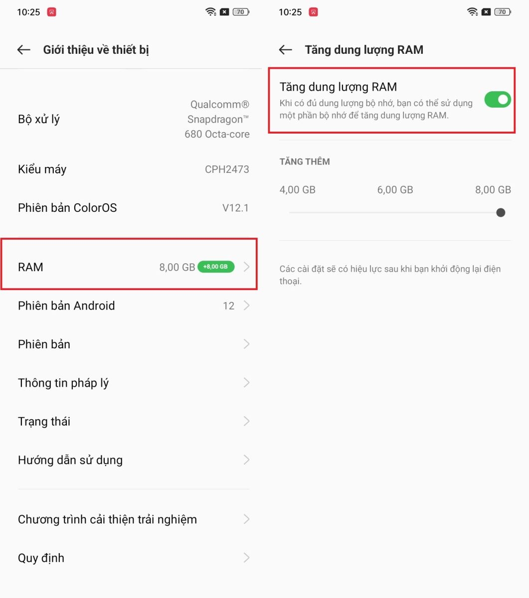 Đa nhiệm cực mượt trên OPPO A77s với mở rộng RAM đến 8GB