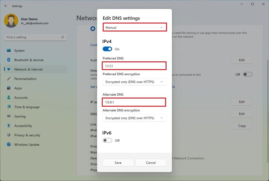 Cách đổi DNS Windows 11 thủ công
