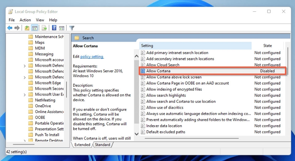 Tắt Cortana trong Windows 11 - Ảnh 07