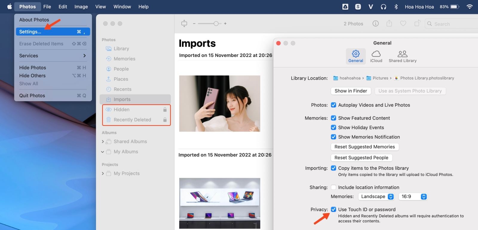 bảo mật thư mục hidden và recently deleted