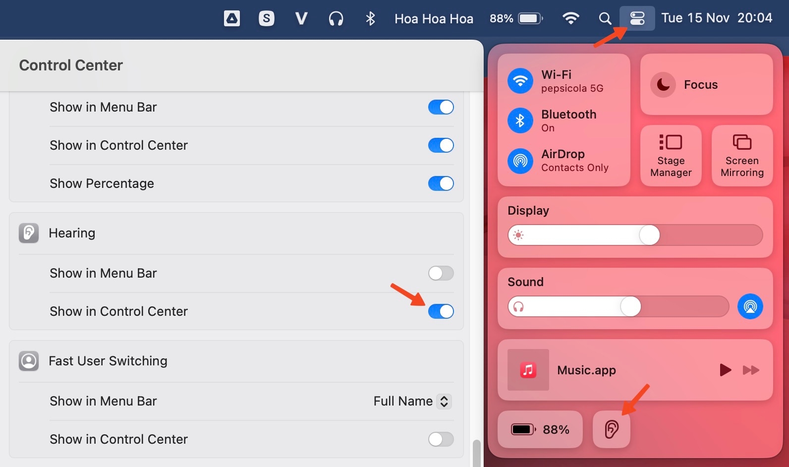 đưa background sounds ra control center