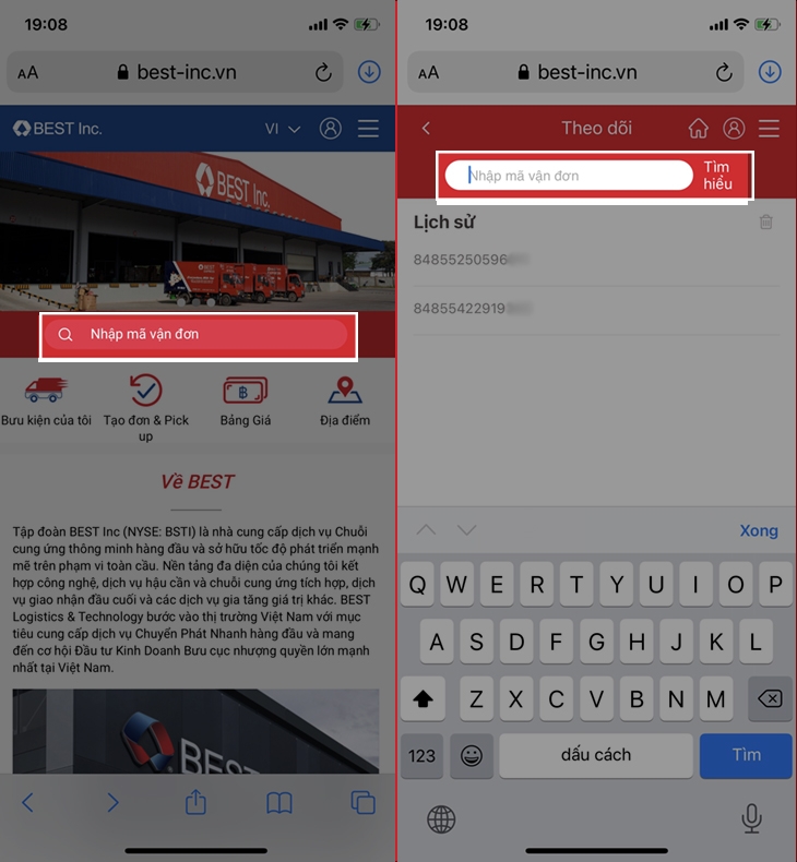 Cách tra đơn hàng Best Express qua website