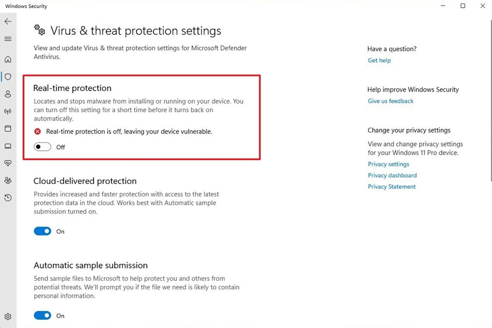 Tắt Windows Defender trong Windows 11 - Ảnh 03