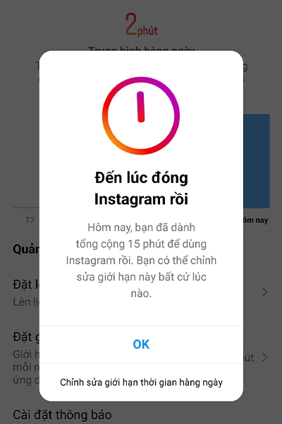 Hướng dẫn tạo giới hạn thời gian sử dụng trên Instagram