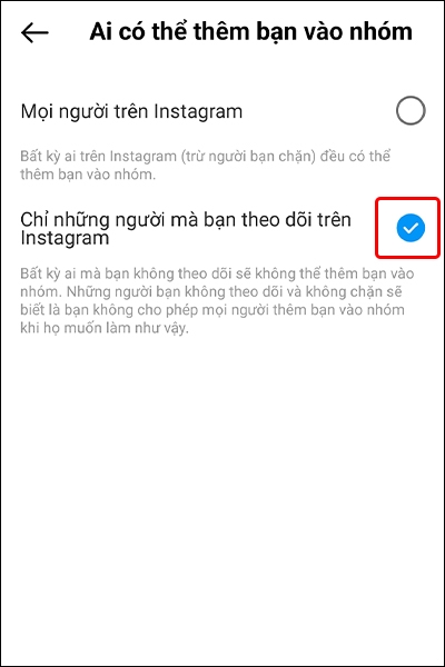 Cách chặn người lạ thêm vào nhóm trên Instagram