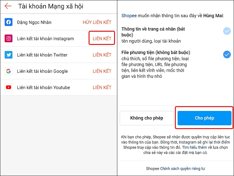 liên kết shopee với instagram - hình 3