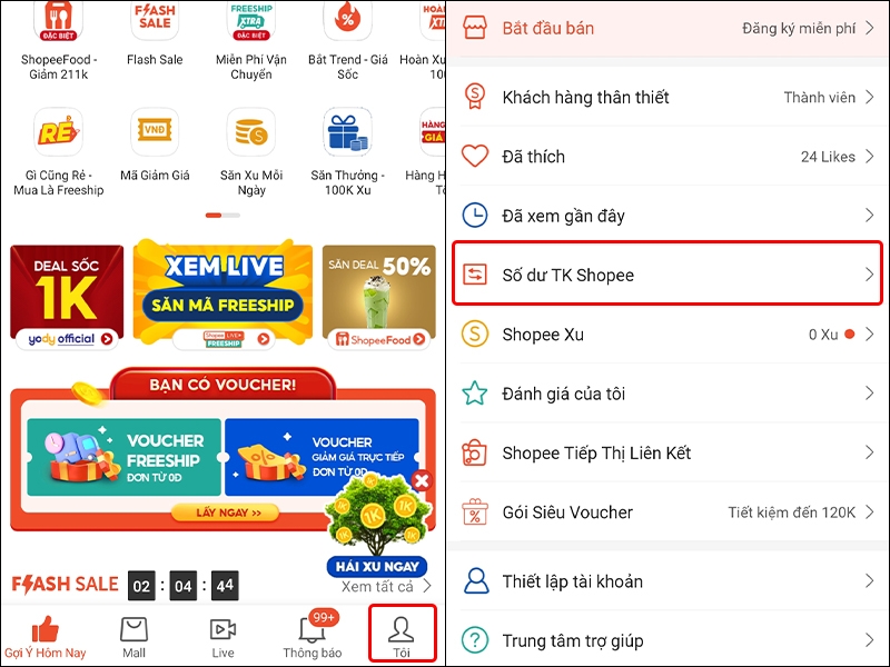 Hướng dẫn thay đổi mã PIN Số dư TK Shopee