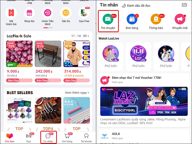 Cách chặn tin nhắn quảng cáo trên ứng dụng Lazada