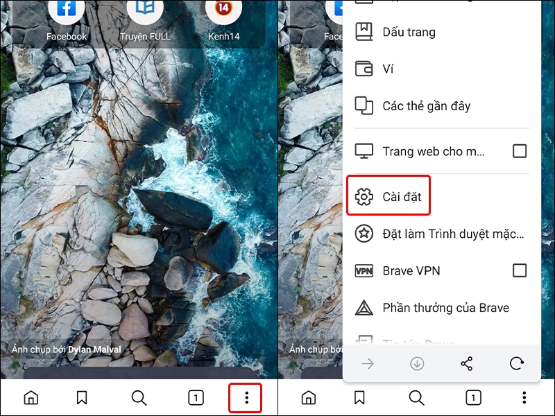 Cách thay đổi công cụ tìm kiếm cho trình duyệt Brave trên điện thoại