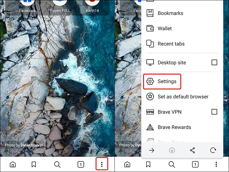 Cách thay đổi ngôn ngữ trình duyệt Brave sang tiếng Việt bằng điện thoại