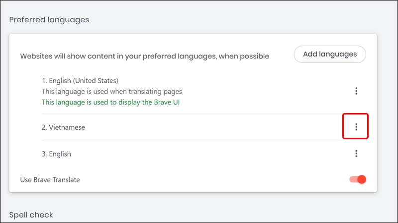 Cách thay đổi ngôn ngữ trình duyệt Brave sang tiếng Việt bằng máy tính