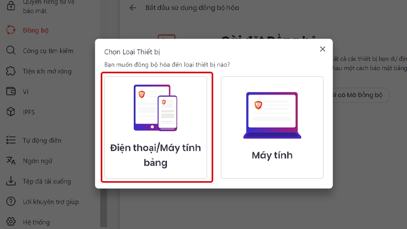 Cách đồng bộ hóa trình duyệt Brave trên nhiều thiết bị